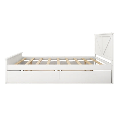 Wooden Platform Bed with 4 Storage Drawers and Support Legs
