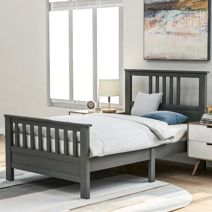 Wood Platform Bed with Headboard & Footboard, No Box Spring Needed