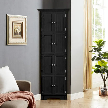 Tall Storage Cabinet with 4 Shelves for Living Room, Kitchen
