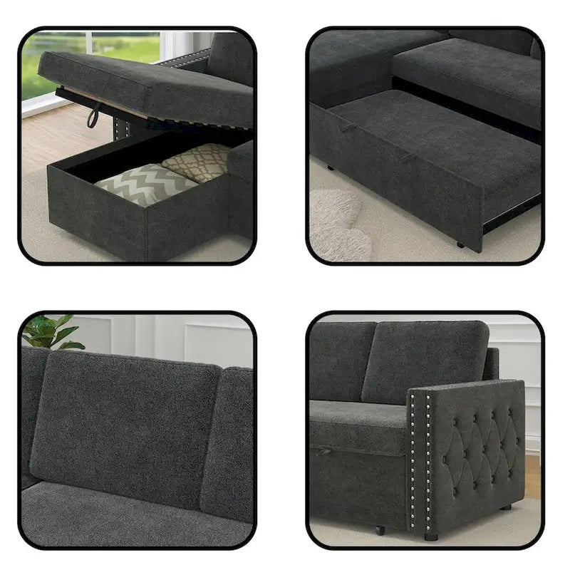 3 Seater Sleeper Sofa with Storage Chaise