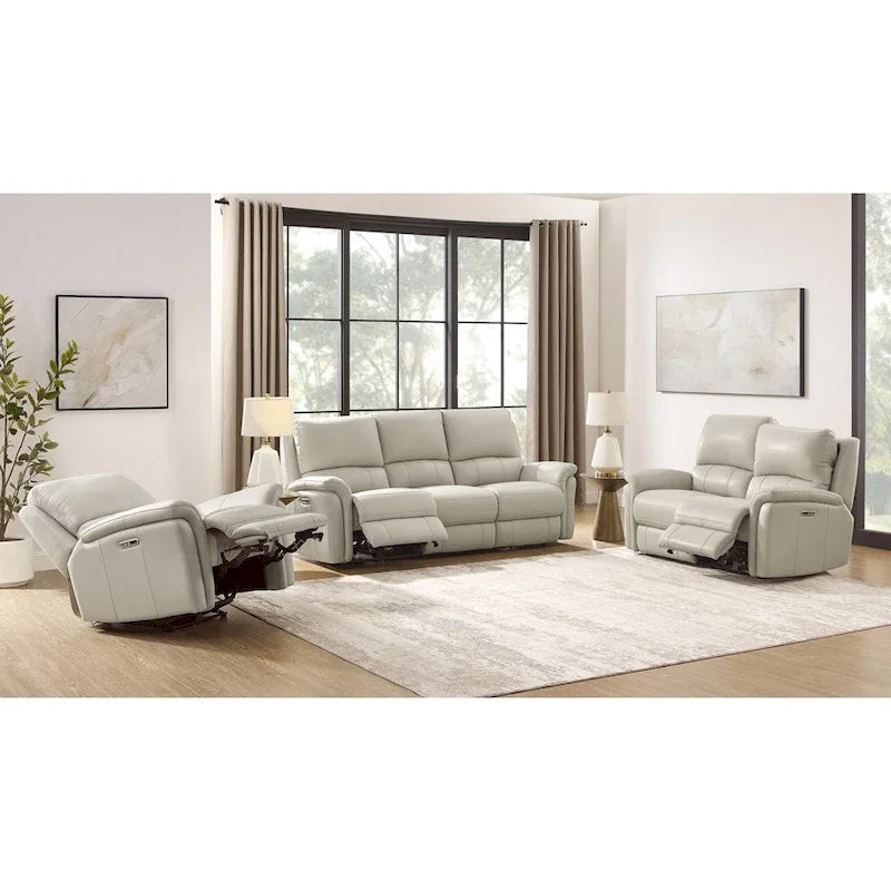 Hydeline Erindale Zero Gravity Power Recline and Headrest Top Grain Leather Sofa, Loveseat and Recliner
