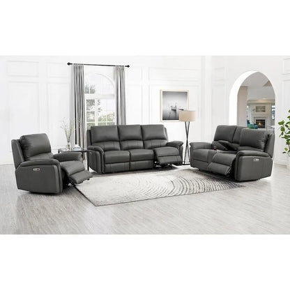 Hydeline Erindale Zero Gravity Power Recline and Headrest Top Grain Leather Sofa, Loveseat and Recliner