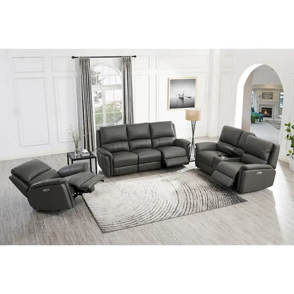 Hydeline Erindale Zero Gravity Power Recline and Headrest Top Grain Leather Sofa, Loveseat and Recliner