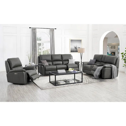 Hydeline Erindale Zero Gravity Power Recline and Headrest Top Grain Leather Sofa, Loveseat and Recliner