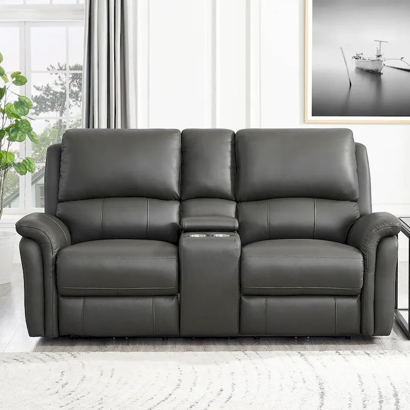 Hydeline Erindale Zero Gravity Power Recline and Headrest Top Grain Leather Sofa, Loveseat and Recliner