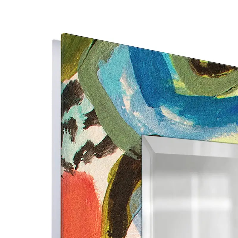 Secret Garden Floral Reverse Printed Beveled Art Glass Cabinet Console Table and Mirror Set