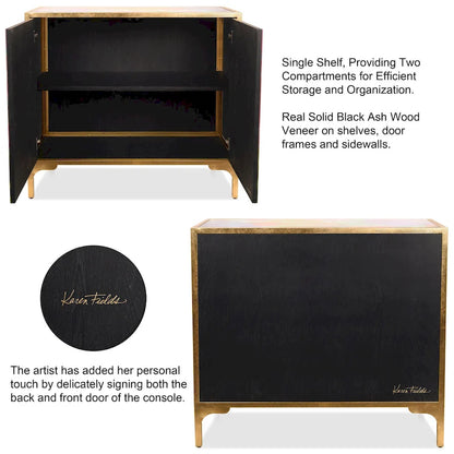 Secret Garden Floral Reverse Printed Beveled Art Glass Cabinet Console Table and Mirror Set