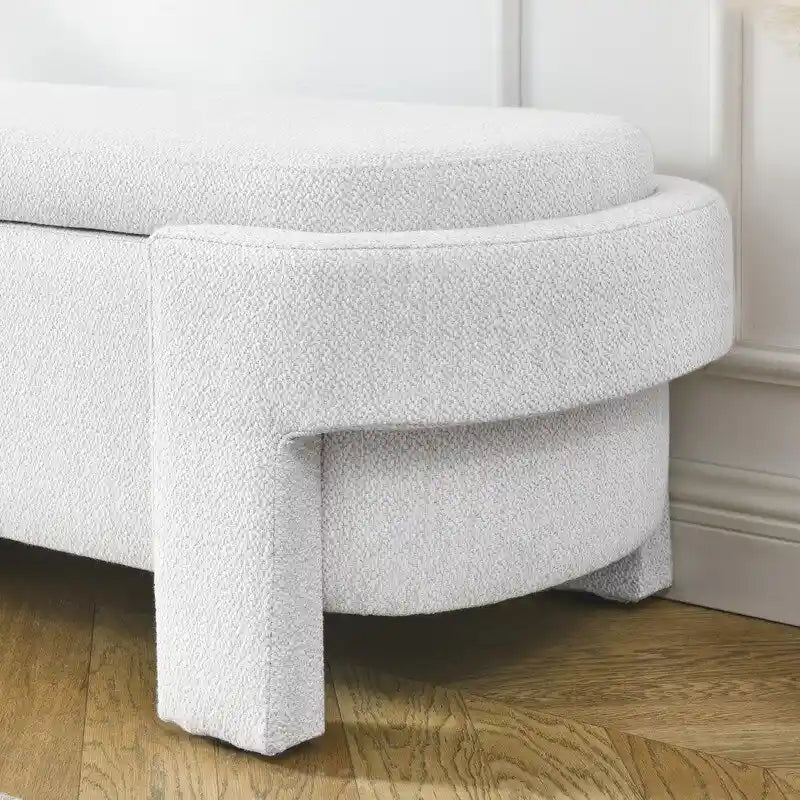 GEITIN Linen Fabric Upholstered Bench with Large Storage Space