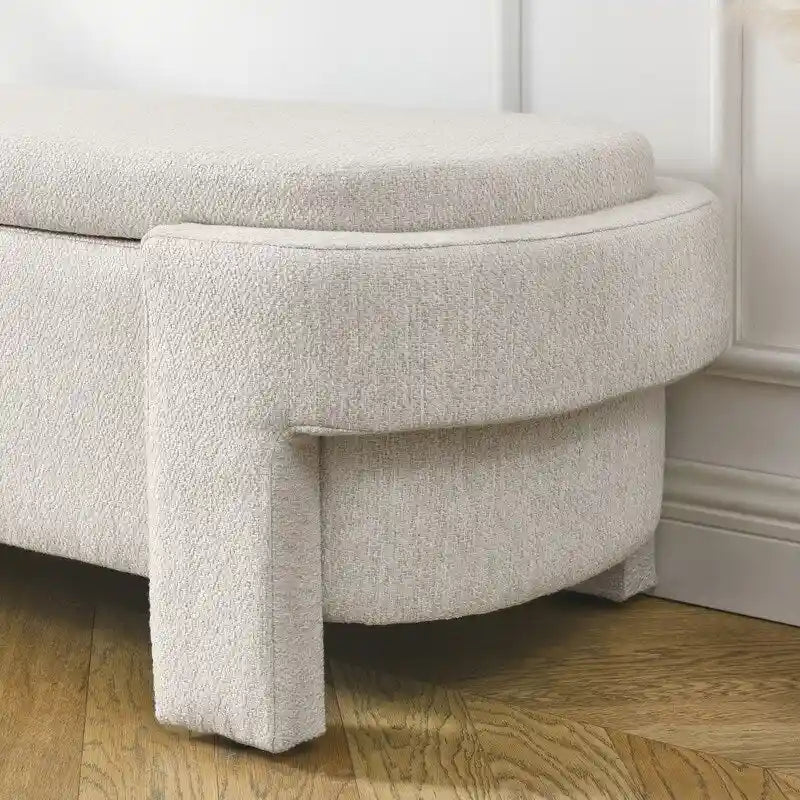 GEITIN Linen Fabric Upholstered Bench with Large Storage Space