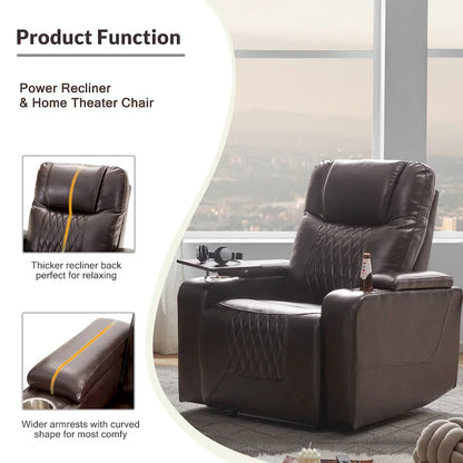 Power Motion Recliner with 2 Convenient Cup Holders