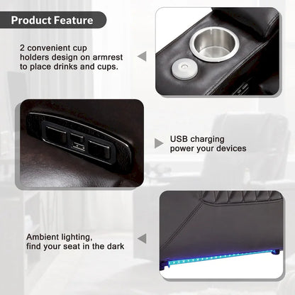 Power Motion Recliner with 2 Convenient Cup Holders