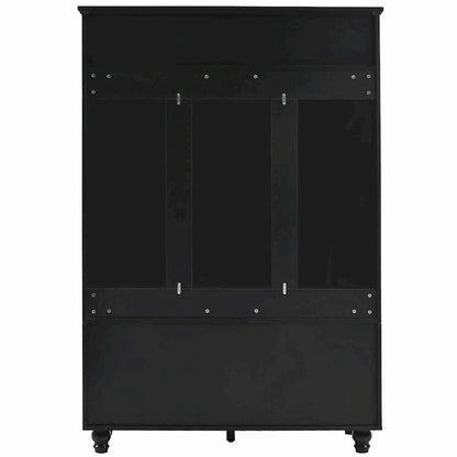 5-in-1 Entryway Bench with Shutter-shaped Doors, Coat Rack, Cushion and 4 Sturdy Hooks