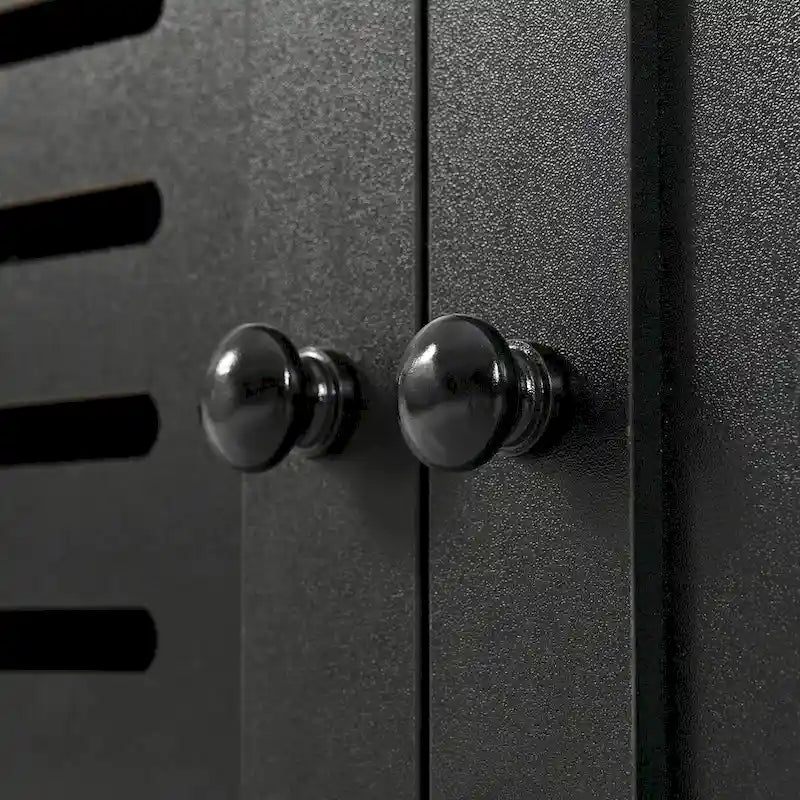 5-in-1 Entryway Bench with Shutter-shaped Doors, Coat Rack, Cushion and 4 Sturdy Hooks