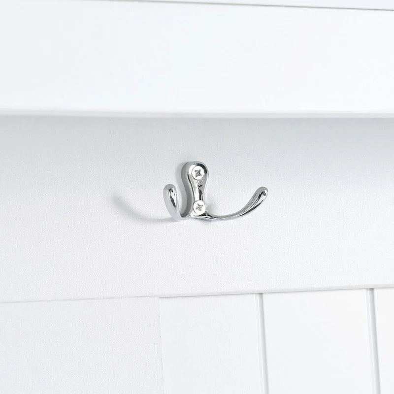 5-in-1 Entryway Bench with Shutter-shaped Doors, Coat Rack, Cushion and 4 Sturdy Hooks