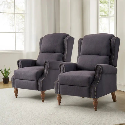 Terri Traditional Roll Arm Manual Recliner with Solid Wood Legs Set of 2 by HULALA HOME