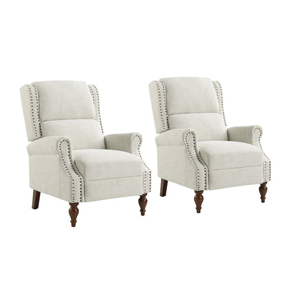Terri Traditional Roll Arm Manual Recliner with Solid Wood Legs Set of 2 by HULALA HOME