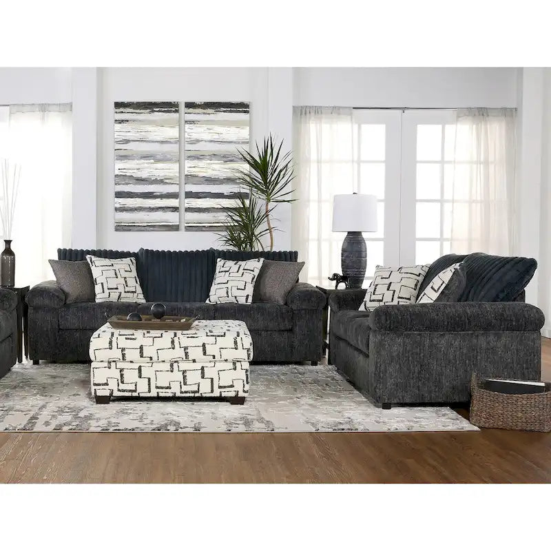 Roundhill Furniture Nason Wide Wale Corduroy Sofa, Loveseat, and Ottoman Set