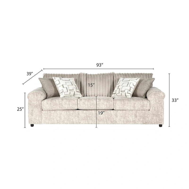 Roundhill Furniture Nason Wide Wale Corduroy Sofa, Loveseat, and Ottoman Set