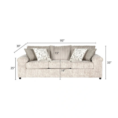 Roundhill Furniture Nason Wide Wale Corduroy Sofa, Loveseat, and Ottoman Set