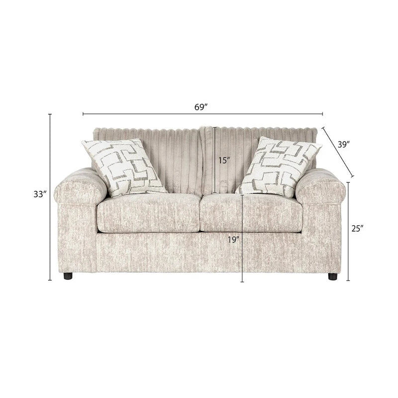 Roundhill Furniture Nason Wide Wale Corduroy Sofa, Loveseat, and Ottoman Set
