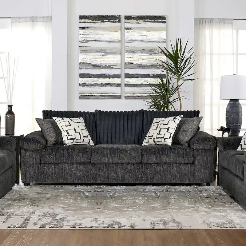 Roundhill Furniture Nason Wide Wale Corduroy Sofa, Loveseat, and Ottoman Set