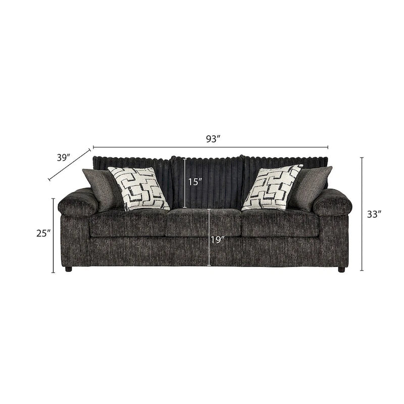 Roundhill Furniture Nason Wide Wale Corduroy Sofa, Loveseat, and Ottoman Set