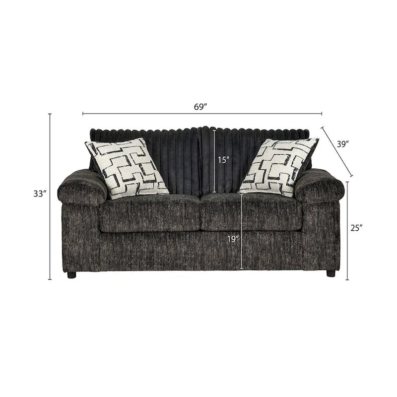 Roundhill Furniture Nason Wide Wale Corduroy Sofa, Loveseat, and Ottoman Set