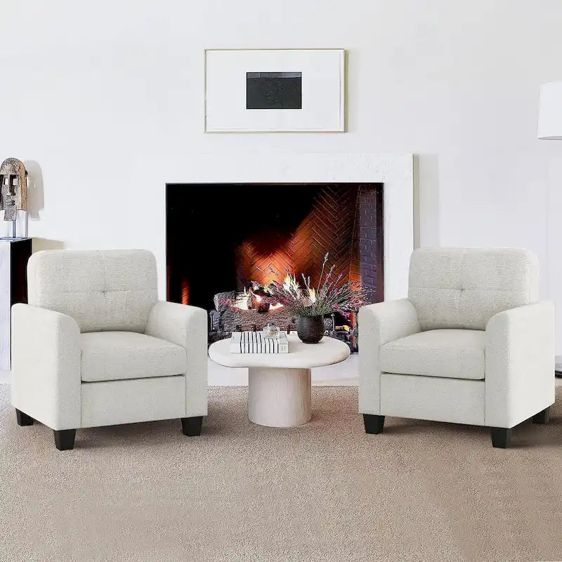 Mid-Century Upholstered Accent Chair Single Sofa with Armrest - 32.5Lx28.9Wx36.2H