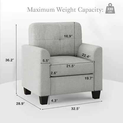 Mid-Century Upholstered Accent Chair Single Sofa with Armrest - 32.5Lx28.9Wx36.2H