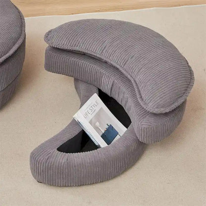 Oversized Swivel Chair with Moon Storage Ottoman with 4 Pillows