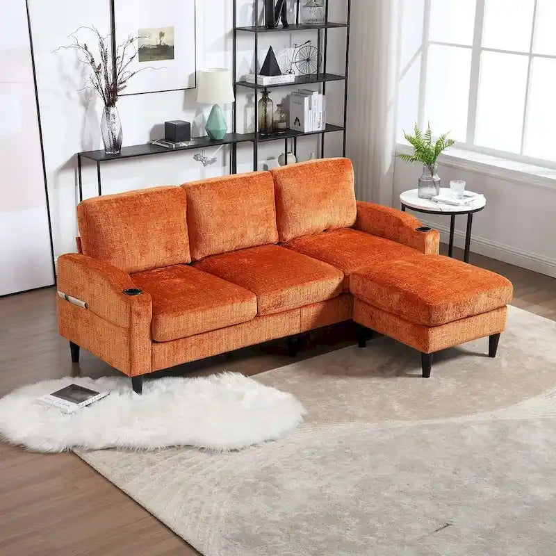 Modular Sleeper Sectional Sofa with Storage Ottoman