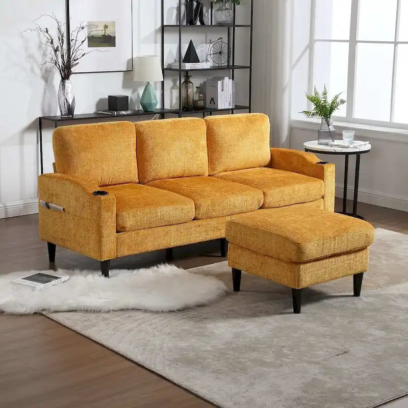 Modular Sleeper Sectional Sofa with Storage Ottoman