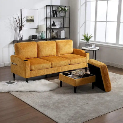 Modular Sleeper Sectional Sofa with Storage Ottoman