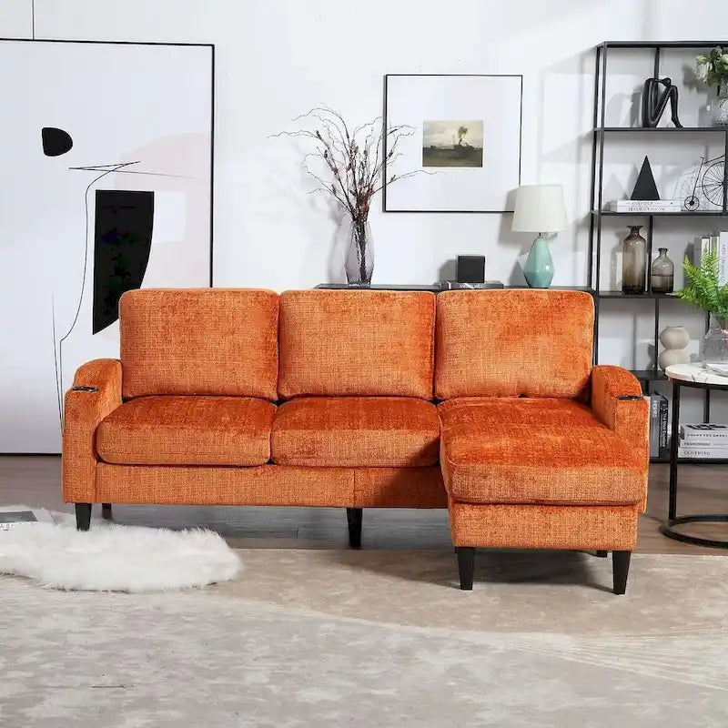 Modular Sleeper Sectional Sofa with Storage Ottoman