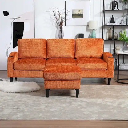 Modular Sleeper Sectional Sofa with Storage Ottoman