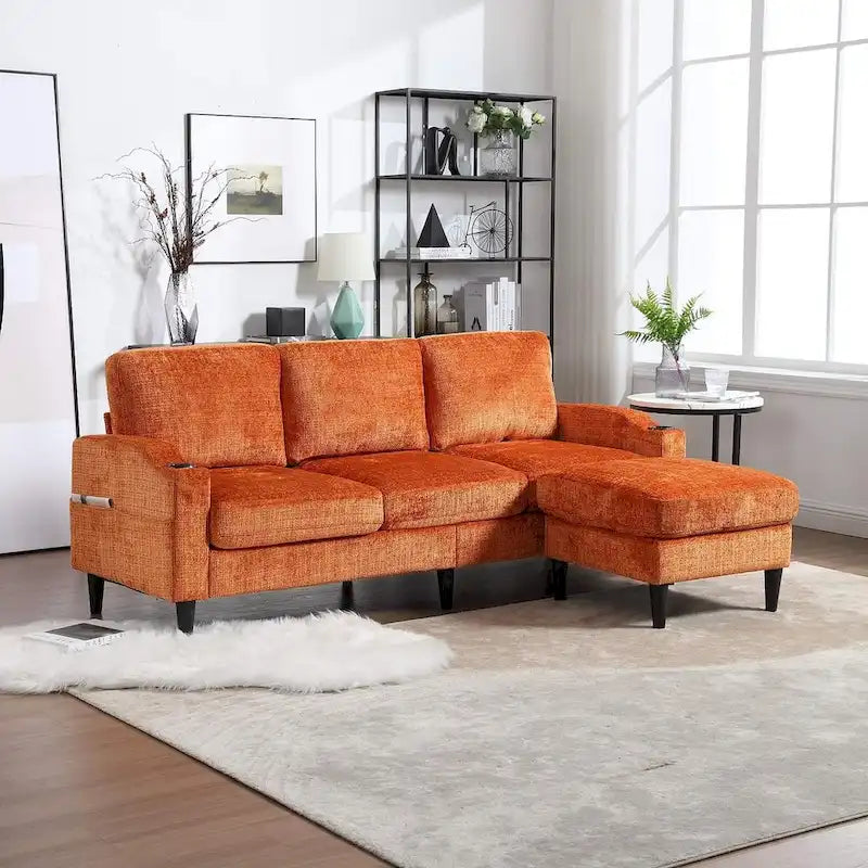 Modular Sleeper Sectional Sofa with Storage Ottoman