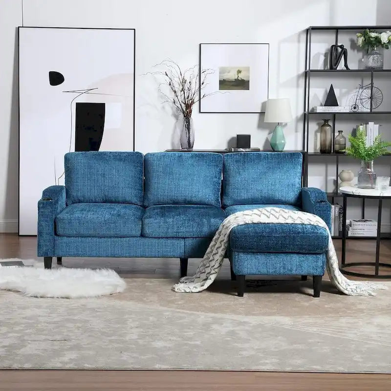 Modular Sleeper Sectional Sofa with Storage Ottoman