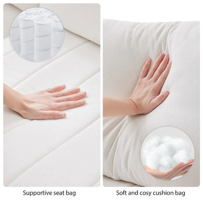 Modern 5-Seat L-Shape Sectional Sofa with Vertical Stripes, 2 Pillows, Convertible Ottoman