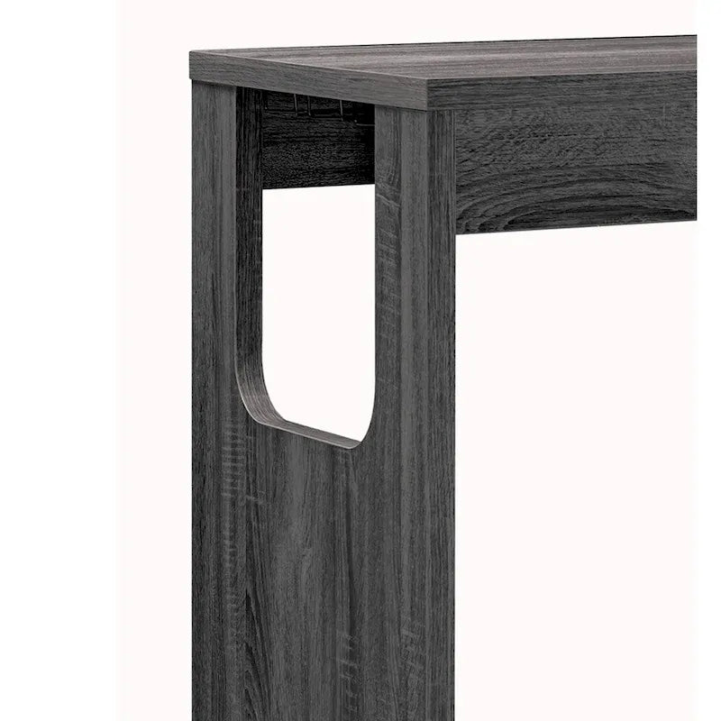 Transitional Style Wooden Bar Table with 3 Tier Side Shelves, Gray