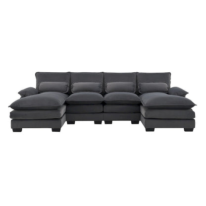 Gray Modern U-Shaped Modular Sectional Sofa with Double Chaise Lounge