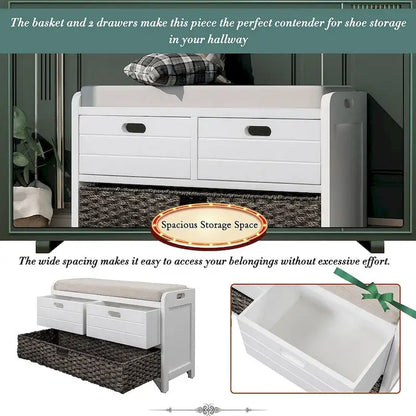 3-drawer Solid Wooden Storage Bench