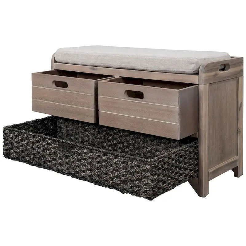 3-drawer Solid Wooden Storage Bench