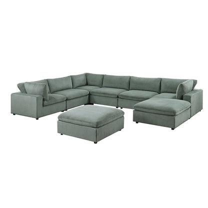 8 Piece Corduroy Upholstered Modular Sectional Sofa with Ottoman