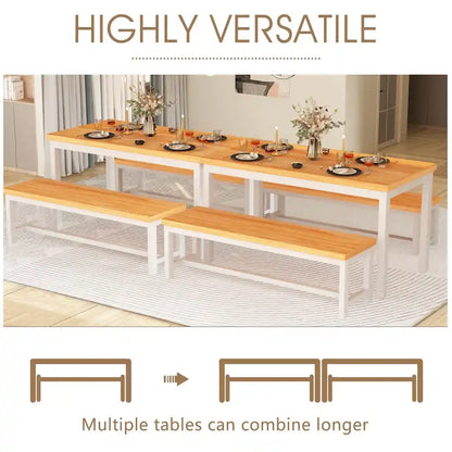 Mieres 3-Piece Dining Table Set with Two Benches, Kitchen Table Set for 4-6 Persons
