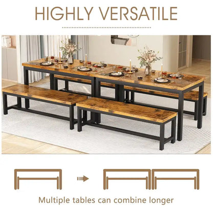 Mieres 3-Piece Dining Table Set with Two Benches, Kitchen Table Set for 4-6 Persons