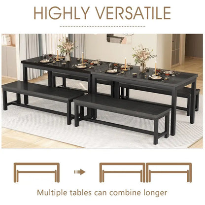 Mieres 3-Piece Dining Table Set with Two Benches, Kitchen Table Set for 4-6 Persons