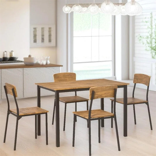 Dining Table Set with Rectangular Kitchen Table and Chairs(Set of 5)