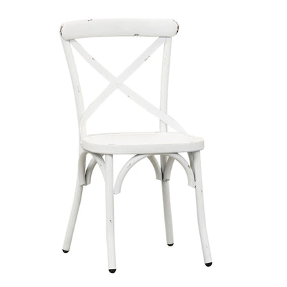 Vintage Series Distressed Metal X Back Side Chair - Antique White (Set of 2)