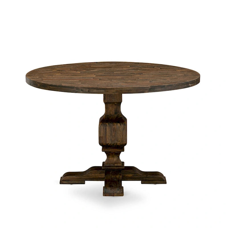 East West Furniture Dining Table Set- a Kitchen Table and Dahlia Linen Fabric Dining Chairs, Distressed Jacobean(Pieces Options)