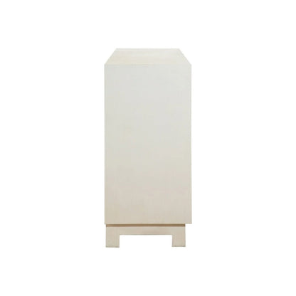 60 Inch Rustic 4 Door Sideboard Cabinet Console, White Gold Front Pattern